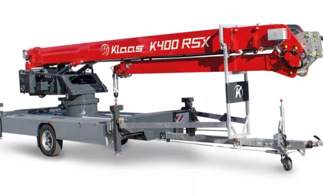 Location Grue Aluminium KLAAS k400  36m en grue et 31m en nacelle, Lyon, Le Petit Grutier