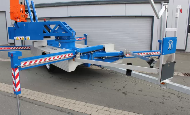 Location Grue Aluminium KLAAS k400  36m en grue et 31m en nacelle, Lyon, Le Petit Grutier